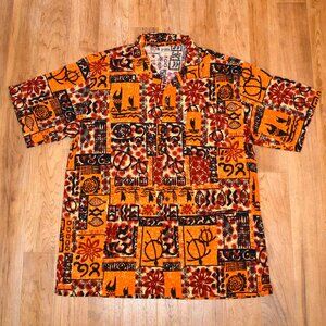 Kai-Veikau Hawaiian Style Button Up Print Shirt Sz XL